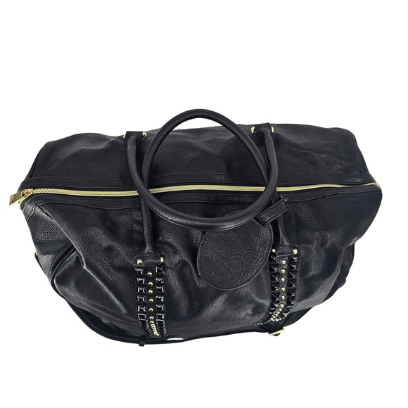 Big Buddha Black Faux Leather Studded XL Duffle Travel Bag EmbelishedY2K - Picture 3 of 13